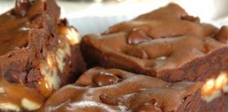 3 Layers of Love Chocolate Brownies on a plate