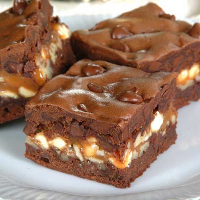 Layers of Love Chocolate Brownies 3 Layers of Love Chocolate Brownies on a plate