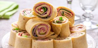 A plate of turkey apple roll-ups.