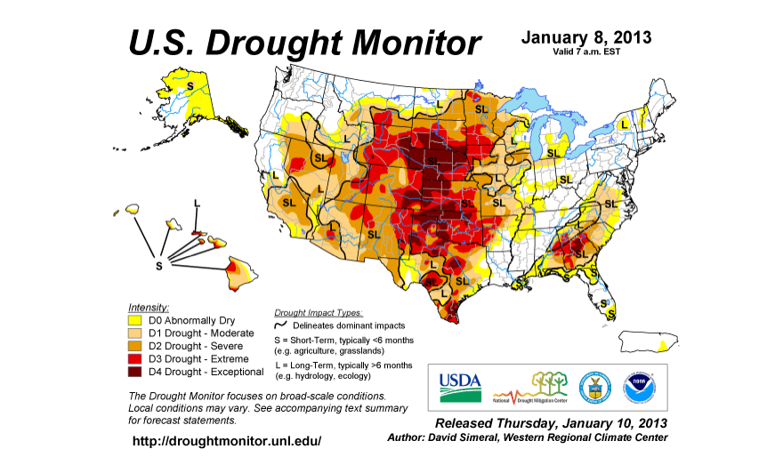 U.S. drought monitor map