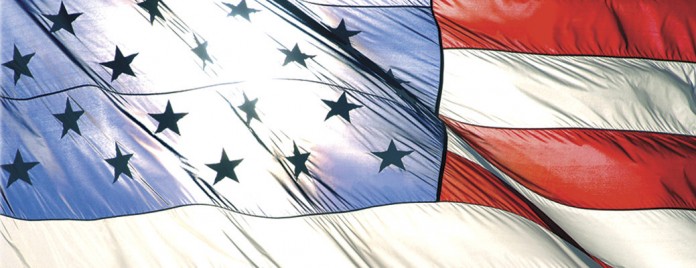 American flag American flag with light shining through it