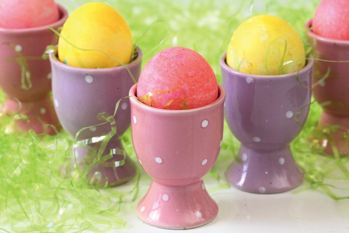 easter eggs in cups