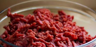 Ground Beef in a bowl during the prep of the Hobo Dinner