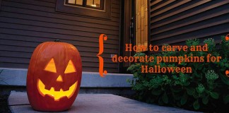 carved pumpkin on porch