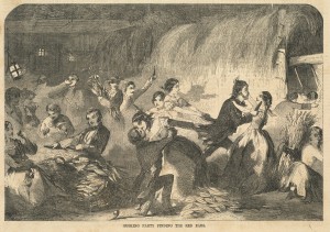 corn shucking woodcut