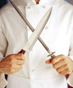 chef with knife and steel
