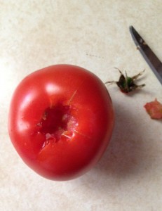 tomato with stem scar removed