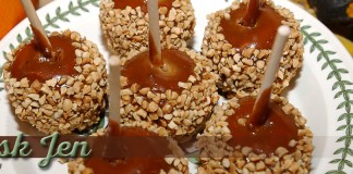 caramel apples covered in nuts