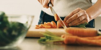 chopping carrots