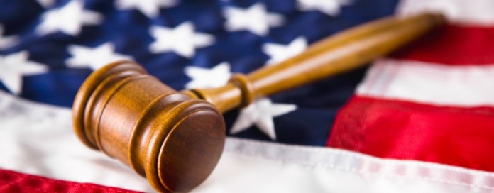 gavel on U.S. flag gavel on U.S. flag