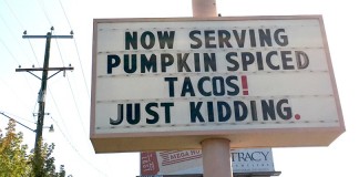 Pumpkin taco sign