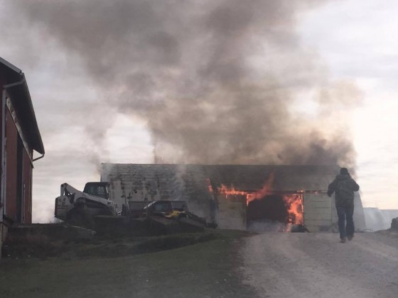 Burning barn