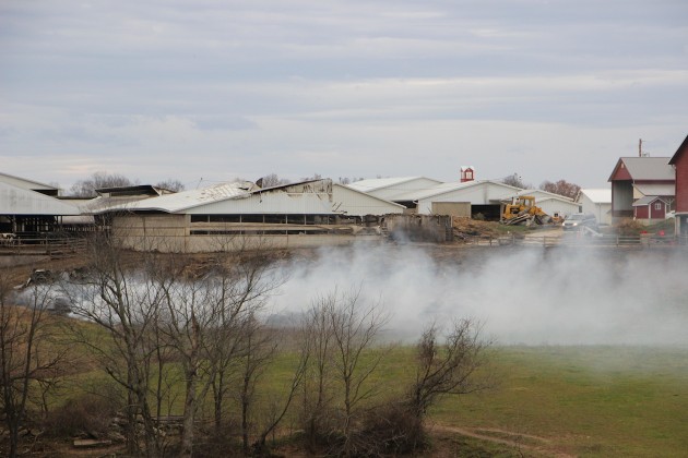 Smoldering hay