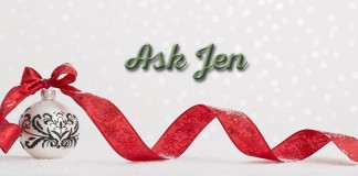 Ask Jen with Christmas ornament