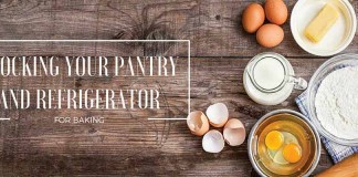 milk, eggs, flour, butter and rolling pin