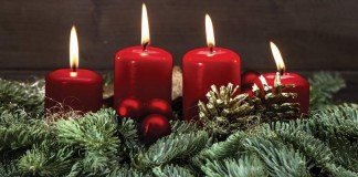 candles and pine