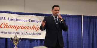 Daniel Reeder competes in bid calling contest