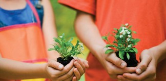 kids holding flowers