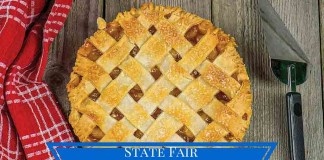 lattice apple with text "State Fair Blue Ribbon Recipes"