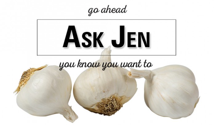 garlic bulbs with Ask Jen text garlic bulbs with Ask Jen text