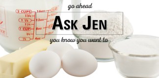 baking ingredients with Ask Jen text