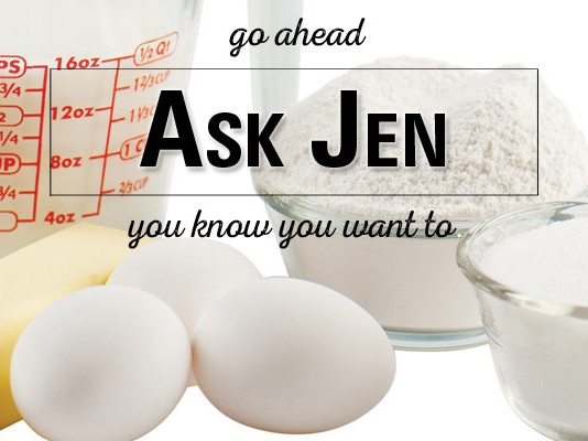 baking ingredients with Ask Jen text