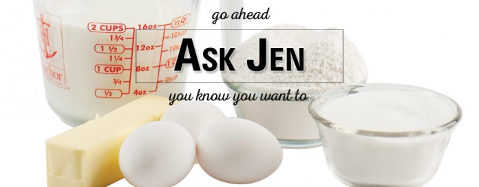 baking ingredients with Ask Jen text