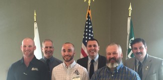 Pictured at the Central Ohio Tree City USA Awards are (left to right) James Wills Jr., forestry supervisor for the City of Springfield; Peter Smith, program manager for the Arbor Day Foundation; Matt Ulrey, parks and urban forestry manager for the City of Westerville Parks and Recreation Department; Tyler Stevenson, urban forestry coordinator for the ODNR Division of Forestry; Dan Yarnell, city arborist for the City of Wooster; and Dave Lane, assistant chief for the ODNR Division of Forestry.