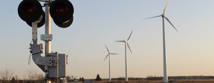 turbine at railroad wind turbines