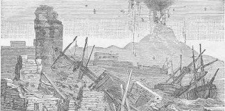 drawing of eruption of Tambora