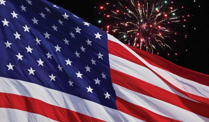 flag and fireworks flag and fireworks