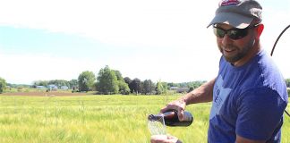 Bill Bakan with his barley and beer