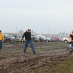 Muddy parking lot.
