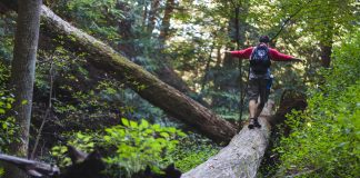 A man hiking.