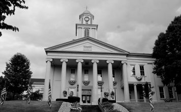 How did we get here? The tall clock tower and looming white pillars of the Lawrence County, Pennsylvania Courthouse stands tall against the cloudy sky as another day in Drug Court begins.
