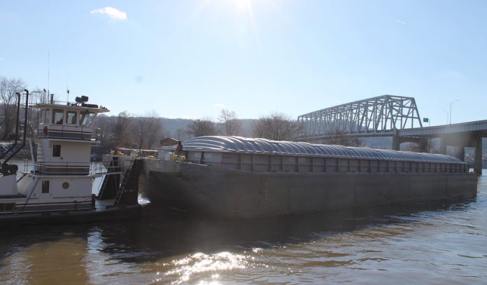 soybean exports-barge-smaller soybean exports