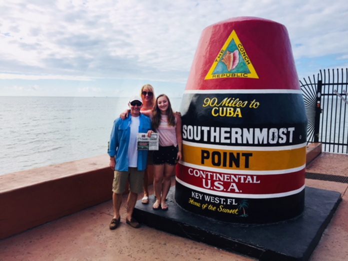The Hittle Family vacationing in the Florida Keys at the Southern Most Point in the U.S. monumnet