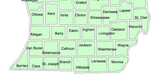 Map of lower Michigan counties