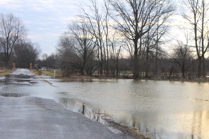 Flooded roadway Flooded roadway