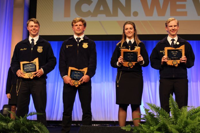 Star farmers with plaques Ohio FFA star awards