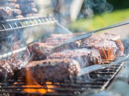 Grill loaded with burgers