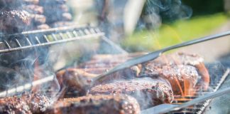Grill loaded with burgers