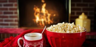hot coco and popcorn