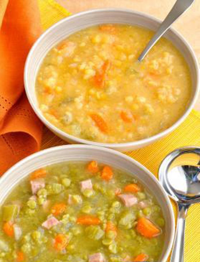 Two bowls of split pea soup Two bowls of split pea soup