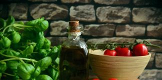 olive oil, basil, tomatoes