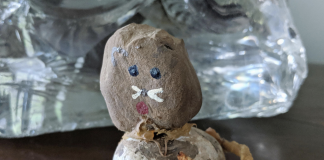 Kym Seabolt's cat craft made out of rocks