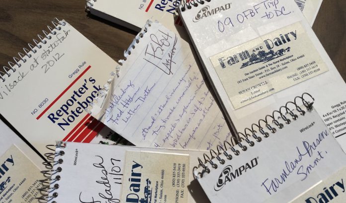 Susan-Crowell-reporters-notebooks Susan Crowell Farm and Dairy Editor