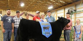 Phillip Kellar’s grand champion market steer sold to D&J Sales and Service and Paris and Washington Insurance for $5 per pound.