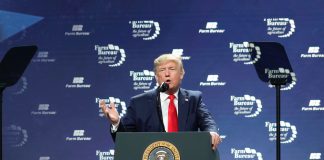Trump speaking at the American Farm Bureau Federation's convention.
