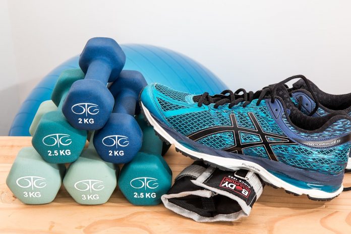 dumbbells and tennis shoes dumbbells and tennis shoes